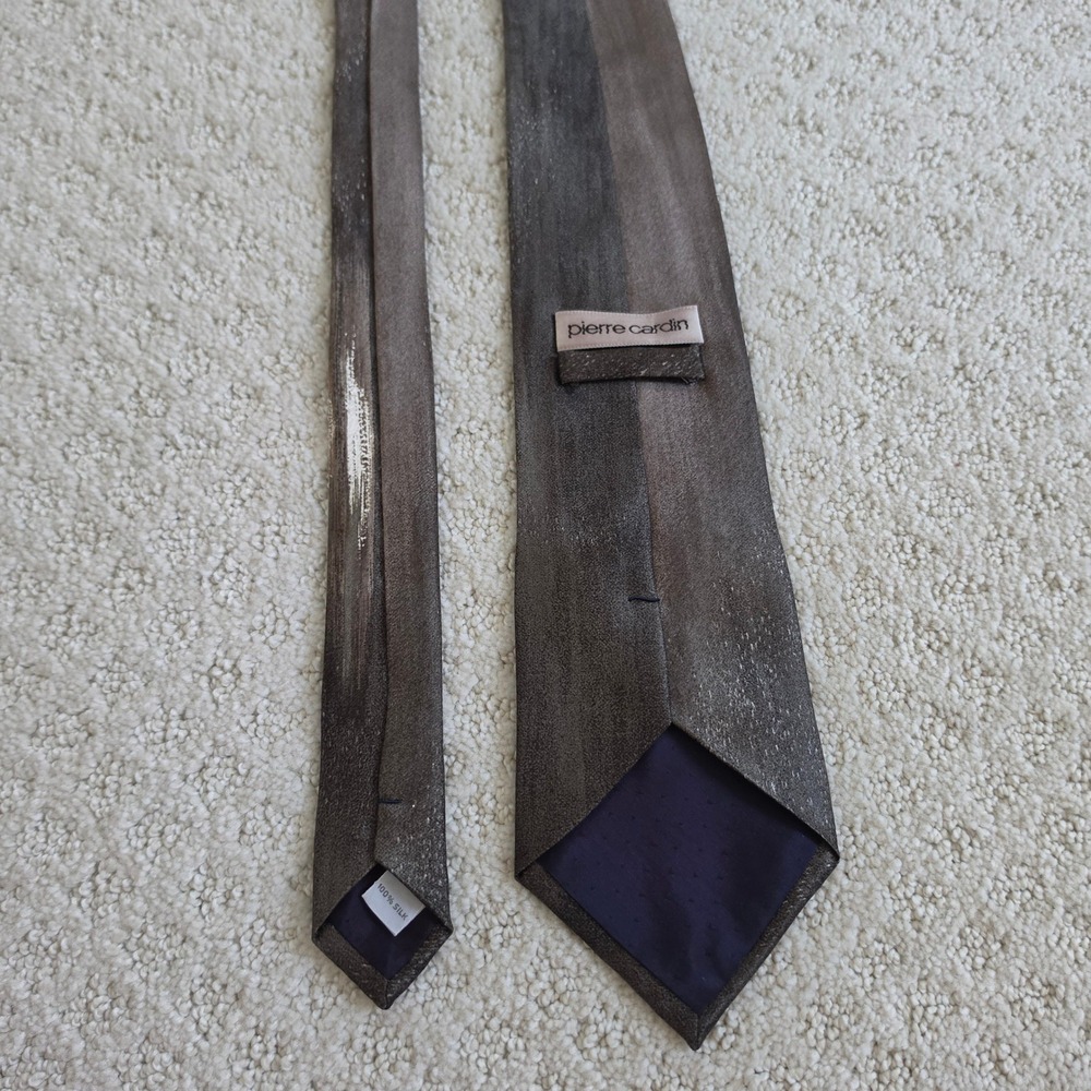 Pierre Cardin 100% silk Mens Green Brown Bronze Necktie Made in Korea 60.5"